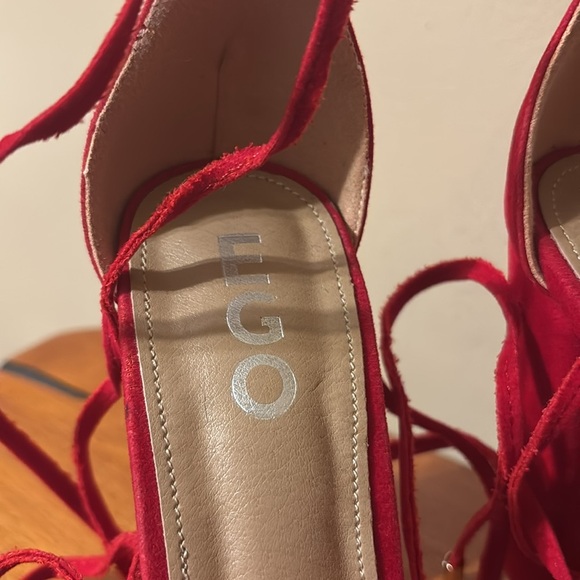 EGO Red to Toe Fluffy Fur Heels - Picture 3 of 5